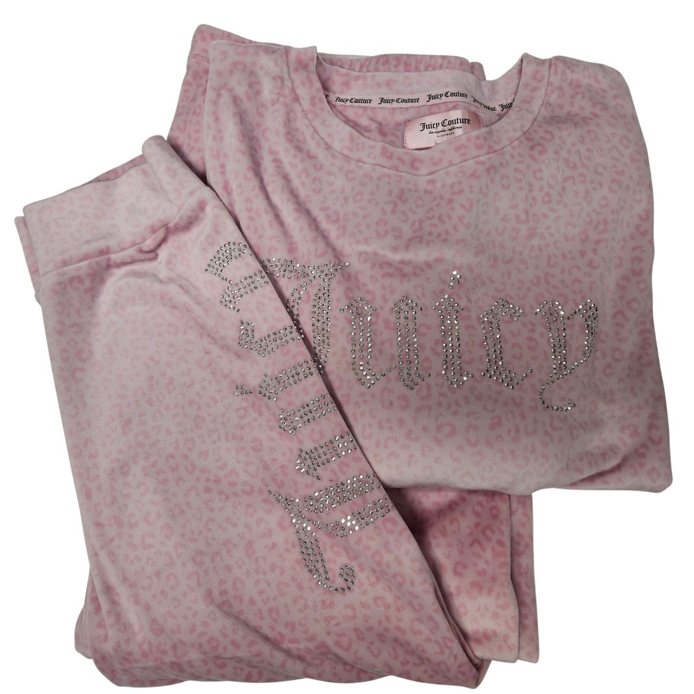 Juicy Couture Sleepwear Animal Print Velour‎ Sweatshirt Sweatpants Women Size XL
